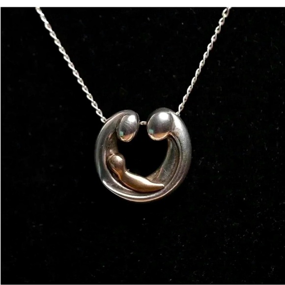 Jewelry - Vintage 1950s Sterling Silver Modernist Abstract Pendant Necklace